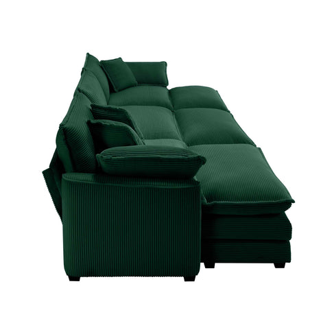 Modern Modular Cushion Sofa With Ottoman, Low Back, Deep Seating Sofa Set