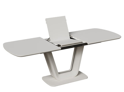 Modern Industrial Style Expandable Dining Table With U Shaped Legs - Antique Gray White
