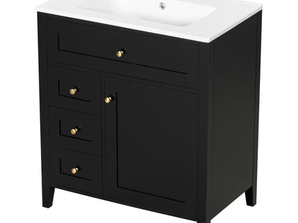 Bathroom Vanity With Sink, 3 Drawers And Adjustable Shelf, Freestanding Storage Unit