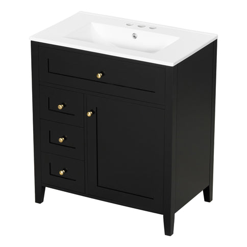 Bathroom Vanity With Sink, 3 Drawers And Adjustable Shelf, Freestanding Storage Unit