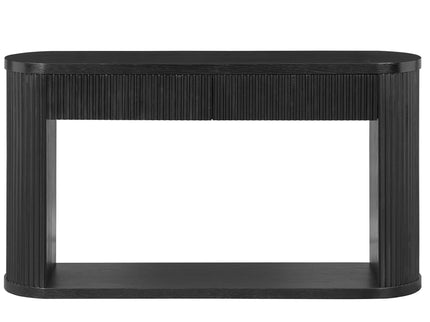 Oval Fluted Console Table With 2 Drawers And Bottom Shelf