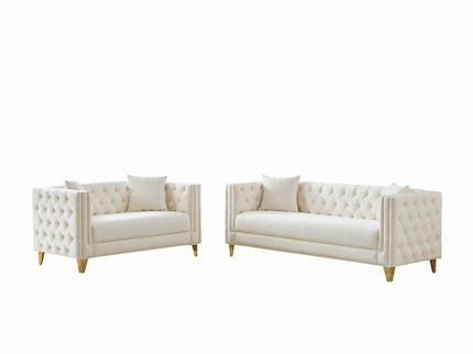 Deep Seat Sofa With Button Nailhead, Square Arm Couches