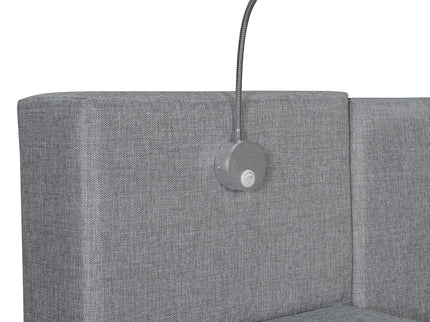 Upholstered Platform Bed With Reading Lights, Drawers, Trundle And Shelves