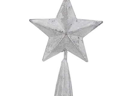 Resin / Foil Christmas Tree With Star Top (Set of 3) - White / Silver