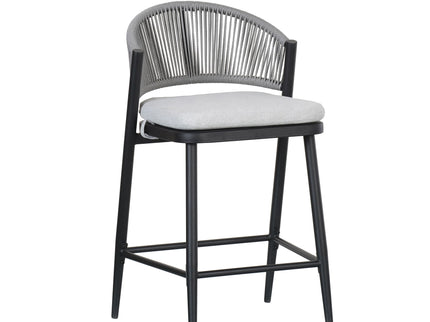 Outdoor 26" Counter Height Metal Frame Counter Stools With Scallop Shaped Backrest & Water Resistant Cushions