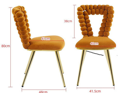 Modern Chair With Iron Tube Legs, Soft Cushions And Comfortable Backrest, Suitable For Dining Room, Living Room, Cafe, Hairball Back