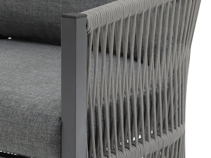 Modern Curved Aluminum Lounge Chair With Stylish Rope Weave Design And Cushioned Comfort For Outdoor