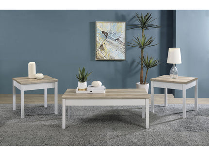 Quintara - 3 Piece Coffee Table Set - Natural / White
