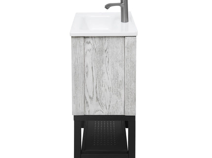 Modern Freestanding Bathroom Vanity With Ceramic Sink, Hot And Cold Faucet, 1 Door Cabinet & Open Shelf