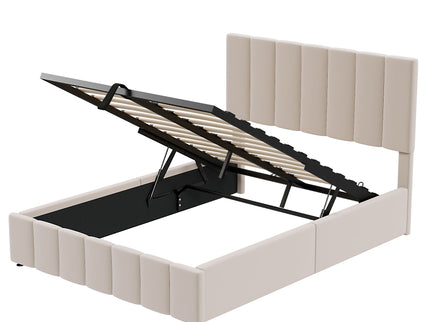 Elegant Upholstered Platform Bed With Hydraulic Storage System