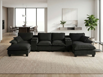 Modular Cloud Couch Sofa With Cup Holders & Storage, USB Port