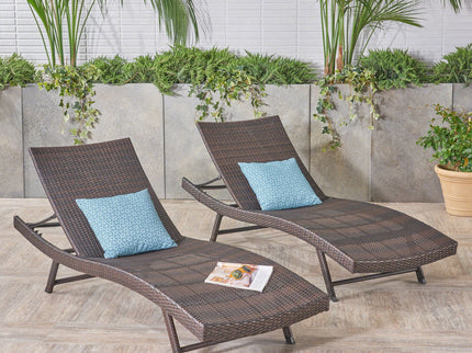 Kauai - Modern Style Wicker Chaise Lounge - Brown Multi