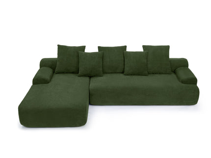 L-Shape Sectional Sofa, Modular Compressed Couch For Living Room Bedroom, 4 Seater - Green