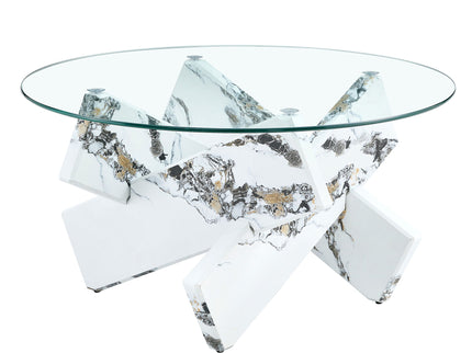 Modern Round Glass Coffee Table With Tempered Glass