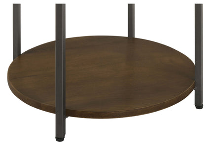 Bleskin - Round Accent Side Table With Shelf - White