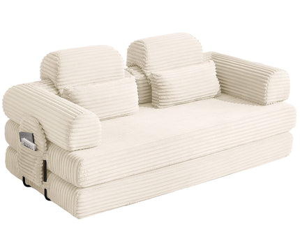 Convertible Sleeper Sofa With & Side Storage Pocket, Foldable Upholstered Couch For Living Room