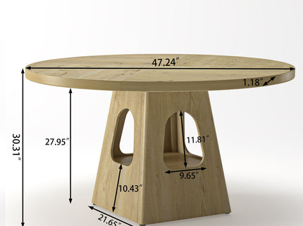 Farmhouse Round Dining Table With Storage Base
