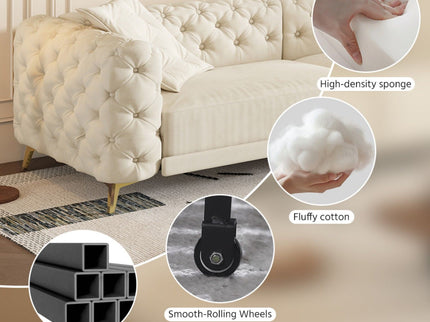 3 In 1 Convertible Sleeper, Deep Seat Pull Out Sofa Bed, Button Tufted