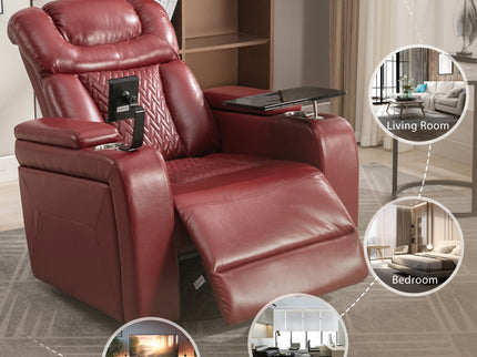 270 Degree Swivel Power Recliner With Tray Table, Phone Holder, Cup Holder, USB Port