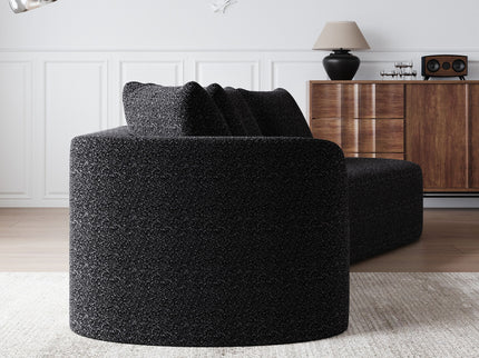 Upholstered Oversized Sectional Sofa, 4 Seater Extra Deep & Wide Curved Cloud Couch With 4 Throw Pillows For Living Room - Black