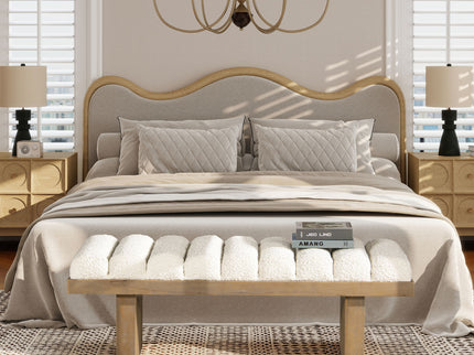 Bella - Upholstered Modern Accent Bench - Ivory White