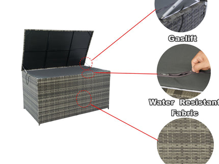 Outdoor Storage Box, Wicker Patio Deck Boxes With Lid, Outdoor Cushion Storage For Kids Toys, Pillows, Towel, Wicker