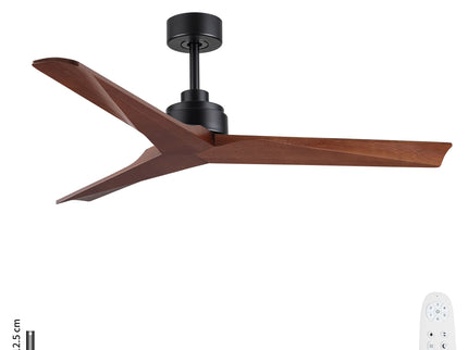 Ceiling Fan Without Light, DC Motor, No Light, Quiet Reversible Ceiling Fan For Living Room - Black