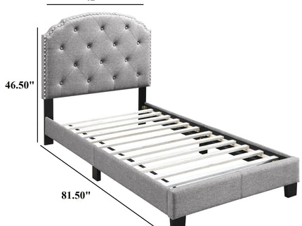 Button Tufted Bed With Nailhead Trim