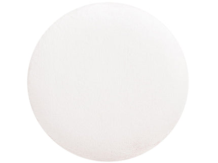 Tilly - Round Fur Upholstered / Burl Pouf Ottoman - White