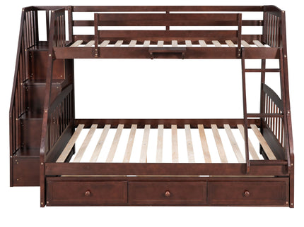 Bunk Bed With Drawers, Ladder And Storage Staircase