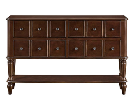 Console Table, Entryway Sofa Table With 4 Storage Drawers And Open Shelf - Espresso