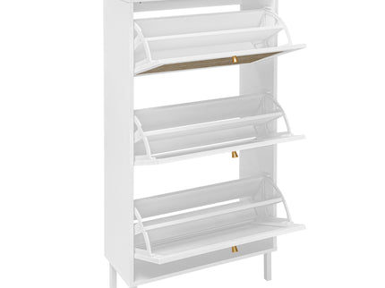 Modern Rattan 3 Door Shoe Rack Cabinet For Entryway