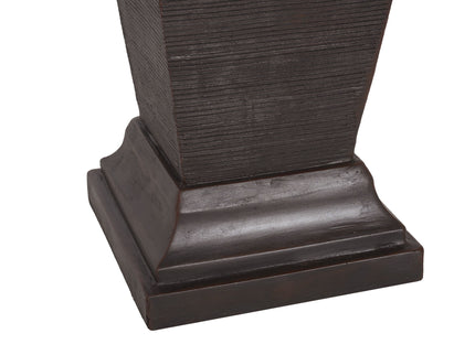 35.5" Tall Column Fountain With LED Lights, Retro Outdoor Decor, Weather Resistant Feature - Dark Brown