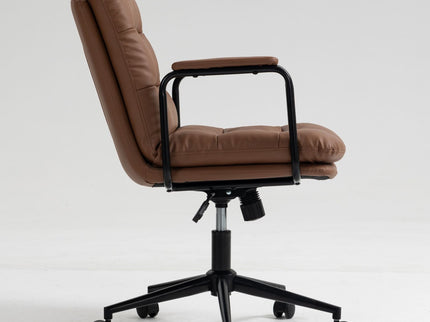 Office Chair, Mid Back Home Office Desk Task Chair With Wheels And Arms Ergonomic Computer Rolling Swivel Chair With Padded Armrest