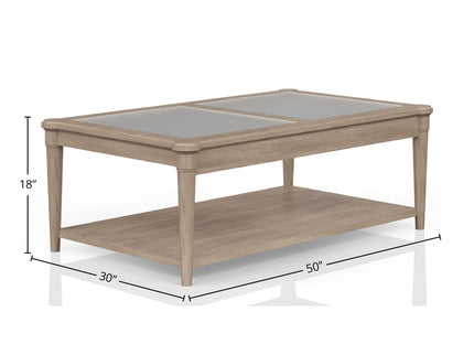 Frosted Glass Top Cocktail Table With Casters - Sand