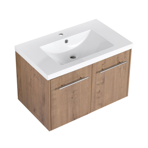 Modern Floating Bathroom Vanity With Resin Sink, Soft Close Doors