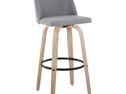 Toriano - Mid-Century Modern Fixed Height BarStool With Round Footrest (Set of 2)