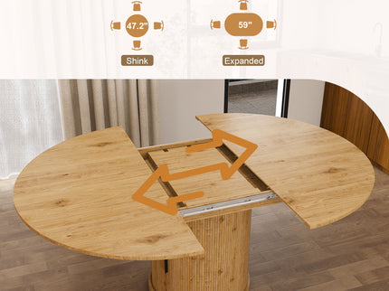 Extendable Oval Dining Table With 2 Tier Storage - Oak