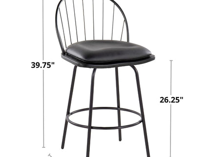 Riley - Claire Farmhouse Fixed Height Counter Stool With Swivel With Round Footrest (Set of 2)