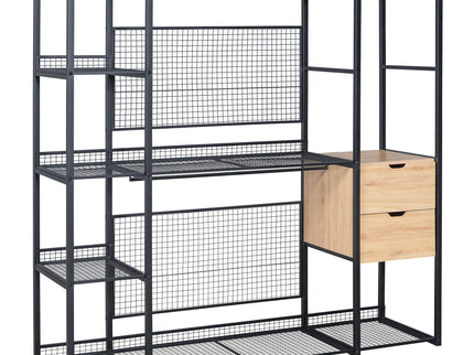 Open Style Wardrobe With Hanging Rails, Shelves And Drawers