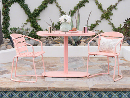 3 Piece Elegant Outdoor Bistro Set With 2 Chairs And Oval Table