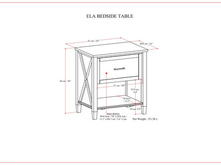 Ela - Bedside Table - Smoky Brown
