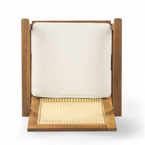 Preston - Outdoor Dining Chair With Cushion (Set of 2) - Teak / Beige