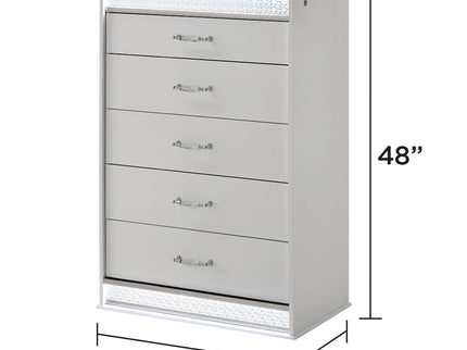 Glam - 5 Drawer Chest With LED Lighting - White