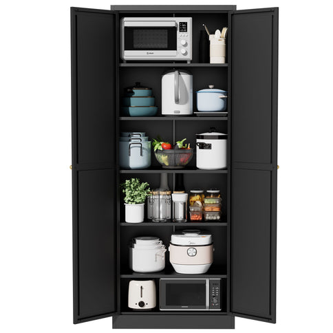 Kitchen Pantry Cabinet With 4 Adjustable Shelves, Heavy Duty Freestanding Organizer
