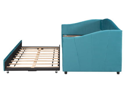 Upholstered Daybed Sofa Bed With Trundle Bed And Wood Slat