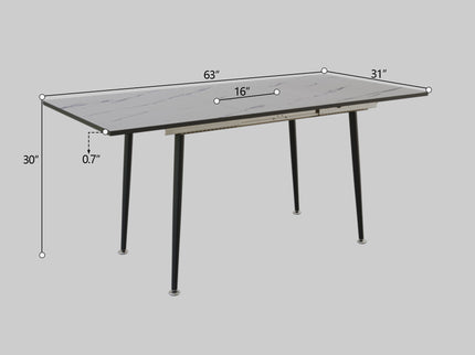 Modern Extendable Dining Table And Chair Set For 2 - 6 People