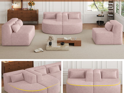 Upholstered Sofa Free Combined Sofa Couch With 2 Chaise Lounge And Five Back Pillows For Living Room