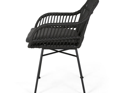 Outdoor Rattan Accent Chair With Metal Legs