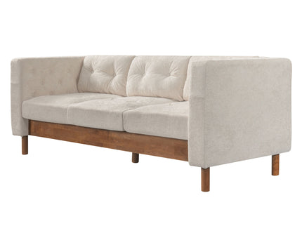 3 Seater Sofa With Square Arms, Tufted Pillow Back For Living Room